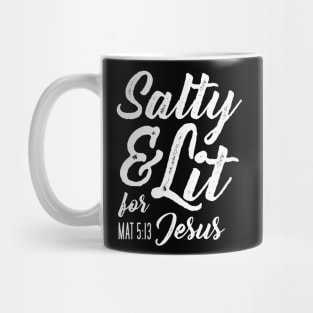 Salty and Lit for Jesus - White Distress Mug